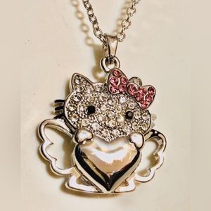 Angel Wing Hello Kitty Pink Bow Love Heart Charm Necklace Pendant